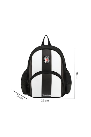 Beşiktaş 2 Bölmeli Çubuklu Suni Deri Anaokulu Okul Sırt Çantası 25357 Siyah