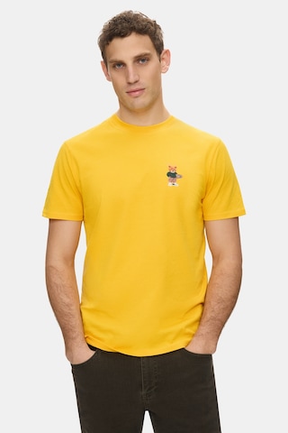 Ucla Dıego Sarı Bisiklet Yaka Baskılı %100 Pamuk Standard Fit Erkek Tshirt Sari