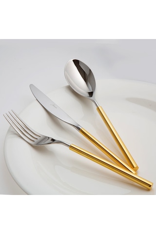 Jumbo 6000 Roller Altın 12 Kişilik 84 Parça Çatal Kaşık Bıçak Takımı Altın