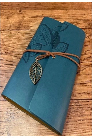 Mimarobahediyelik Mobgift Yaprak Tasarımlı Retro Deri Defter + Kalem Hediyeli