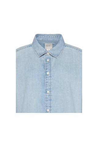 Calvin Klein Cropped Ls Shırt Brıghton Blue Kadın Mavi Kot Gömlek-12046 Mavi