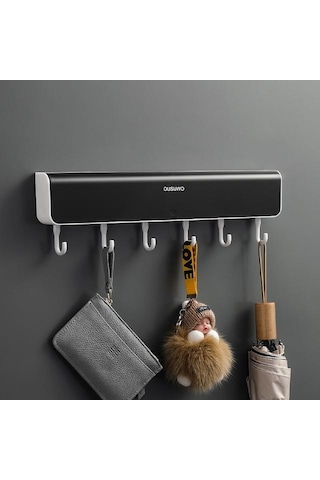 Siyah Mengnı Yeni Depolama Rafı Kancalı Çok Fonksiyonlu Depolama Rafı Yumruksuz Organizatör Bölmeli Banyo Aksesuarları Setleri Siyah