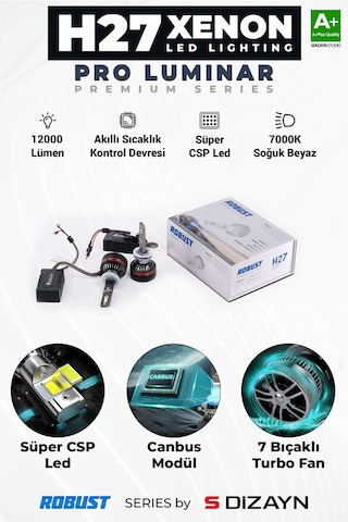 S-dizayn Pro Luminar H27 Led Xenon / 60w / 12000lm / 7000k A+ Kalite