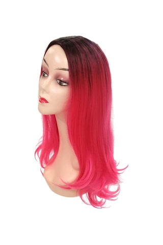 Peruk Ankara Renkli Peruk Fiber Sentetik Siyah Pembe Ombre