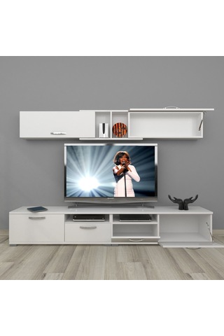 Decoraktiv Eko 5220 Slm Krom Ayaklı Tv Ünitesi Tv Sehpası Beyaz