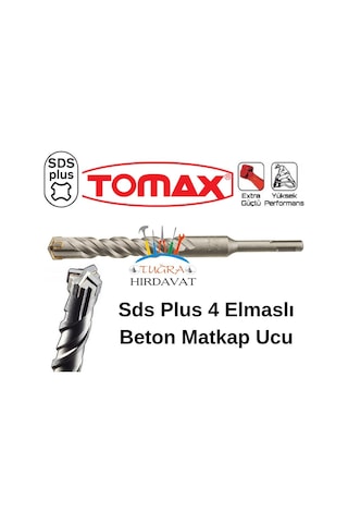 Tomax Sds Plus 4 Elmas Beton Duvar Delme Matkap Ucu 12x210