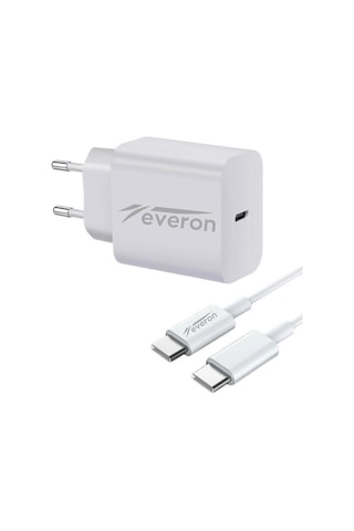 Apple Uyumlu iPhone 16e İle Type C Şarj Adaptörü Type C To Type C Kablo Evr-01 Beyaz