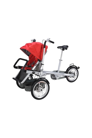 Ebax Bisikletli Bebek Arabası Kırmızı 150kg Taşıma Kapasiteli