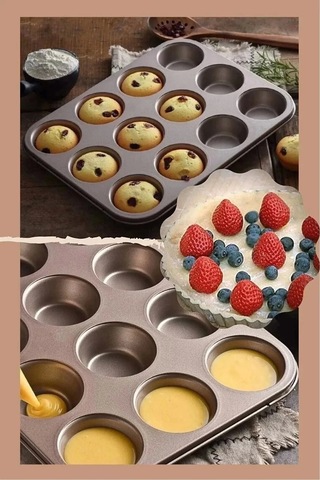 24'lü Ve 12'li Muffin Cupcake Kapsüllü Muffin Kalıbı Yüksek Kaliteli Yanmaz Yapışmaz Turta Tepsi Çok Renkli