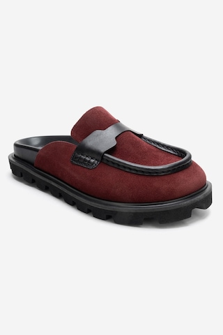 Luvishoes Vela Bordo Süet Hakiki Deri Kadın Terlik Bordo