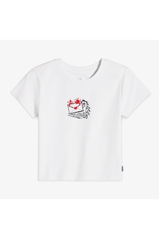 Converse Classic Kadın Slim Fit Baskılı Beyaz T-shirt