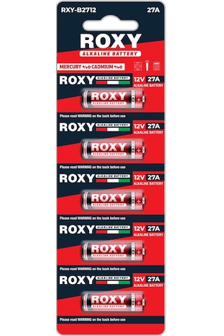 Roxy Rxy-b2712 İnce 12 Volt Alkalin 27a Alarm Kumanda Pil 5'li Paket