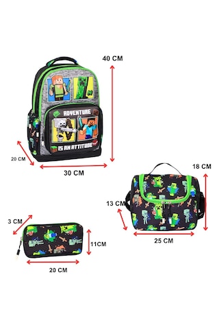 Yeşil Baskılı, 3 Lü İlkokul Erkek Çocuk Beslenmeli Ve Kalemlikli