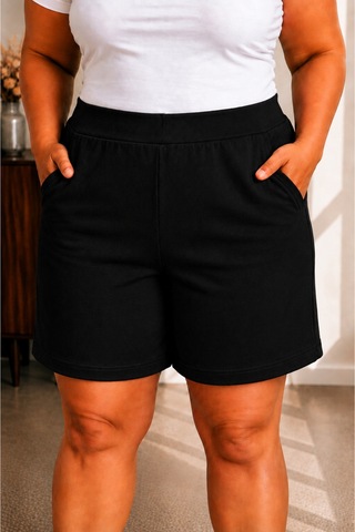 Sngl Tekstil Kadın Büyük Beden Şort 3xl 4xl 5xl 6xl 7xl 8xl 9xl Siyah