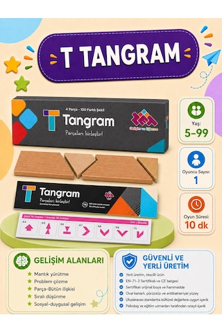 2'li Oyun Seti - T-tangram Ve Kaplumbağ Puzzle - Eğitici Ve Öğretici Oyun Seti