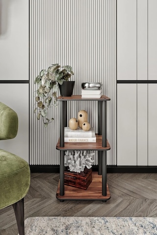 3 Katlı Dekoratif Kare Kitaplık Ceviz Ceviz