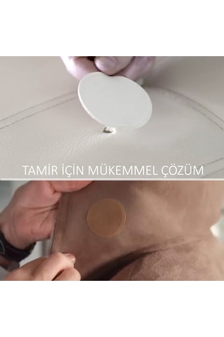 Yapışkanlı Deri Yaması Tamir Seti Arma Şekilli 18 Adet Krem