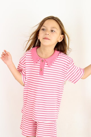 Miababy Çizgili Lacoste İkili Takım Pembe