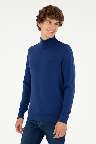 U.S. Polo Assn. Erkek Slim Fit Yarım Boğazlı İndigo Basic Kazak 50293499-VR028