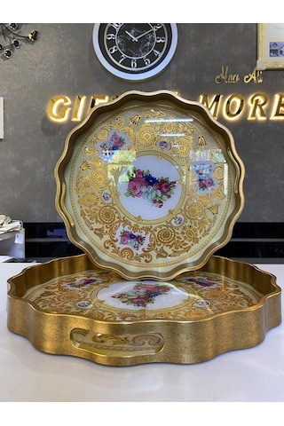 Yuvarlak Tepsi Kçk Altın