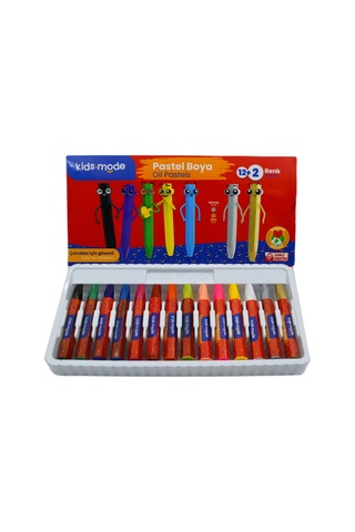 Kids Mode Yağlı Pastel Boya Altıgen 12+2 Renk Dkpb100
