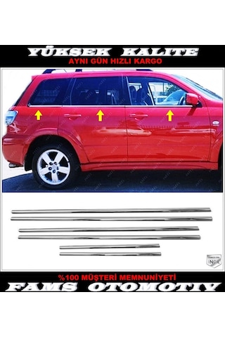 Mitsubishi Outlander Paslanmaz Krom Cam Çıta 6 Prç 2001-2006