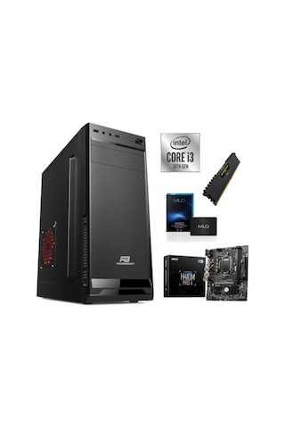 Power Boost Mid Tower i3-10100 8 GB DDR4 240 GB SSD Free Dos Masaüstü Bilgisayar