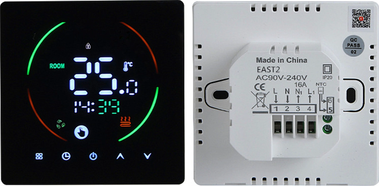 Dofolink East2-16a Siyah Akıllı Isıtma Termostati, Wıfı İle Uzaktan Kontrol, Nem Ve Hava Durumu Göstergeli, 16a Elektrikli Yeraltı Isıtma İçin