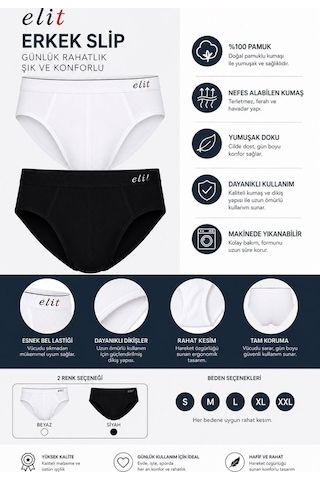 Tutku Elit 1351 Erkek İnce Bel Kemerli Slip Külot Rahat Esnek Günlük Kullanım 6 Lı Paket Siyah