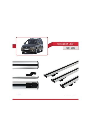 Volkswagen Caddy 2010-2015 Arası İle Uyumlu Basic Model Ara Atkı Tavan Barı Gri 3 Adet