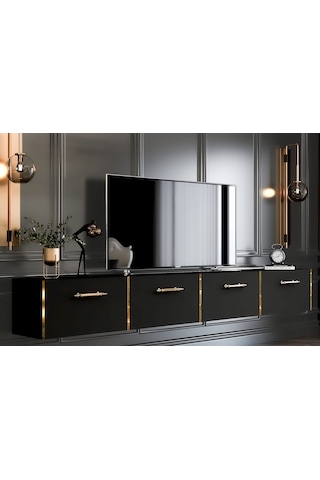 Givayo Maria Tv Ünitesi Duvara Monte/ Ayaklı Kullanım 240 Cm Siya