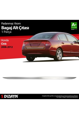 Honda Civic Krom Bagaj Alt Çıta 2006-2012 Paslanmaz Çelik N11.5198
