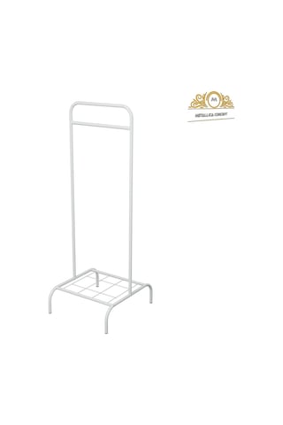 Tekli Beyaz Elbise Askılığı Konfeksiyon Askısı Ayaklı Butik Askı Beyaz