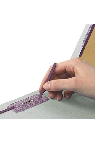 Safeshıeld Bağlantı Elemanları İle%100 Geri Dönüştürülmüş Uç Sekme Pressboard Sınıflandırma Dosya Klasörü, 2 Bölücü, 5 Cm Genişletme, Harf Boyutu, Gri/yeşil, Kutu Başına 10 26810
