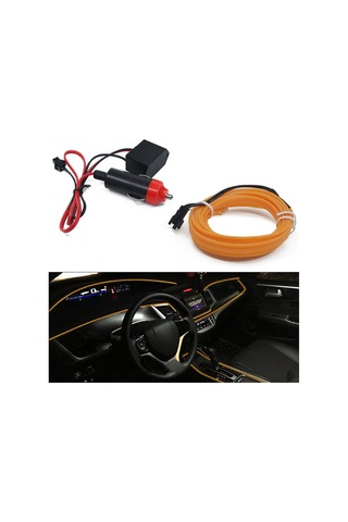 Cbtx Araba Dekorasyonu İçin 5m Çakmak El Şerit Işığı Ortam Işıkları Sürücülü Parlayan Halat Işığı - Sarı