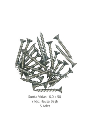 Sunta Vidası, 6,0 X 50 Mm, 5 Adet, Yhb Vida 6 x 50