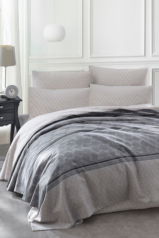 Enlora Home Doğal Pike Baskılı Çift Kişilik Creative Gri
