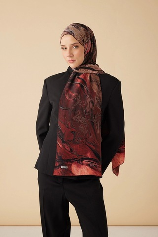 Maisa Nefes Krep İpek Şal 70 190 Cm - Bordo 5672