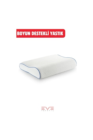 Eve Tekstil Mega Boy Ortopetik Visco Yastık Boyun Destekli & Bel Ağrısı İçin Hipoalerjik 60x40 Cm Visco Yastık Beyaz