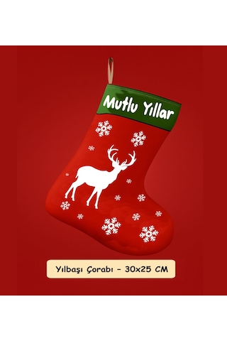 Yılbaşı Geyik Tasarımlı Çorap Duvar Süsü Yeni Yıl Temalı Dekoratif Duvar Aksesuarı Yeni Yıl Ev Süslemesi