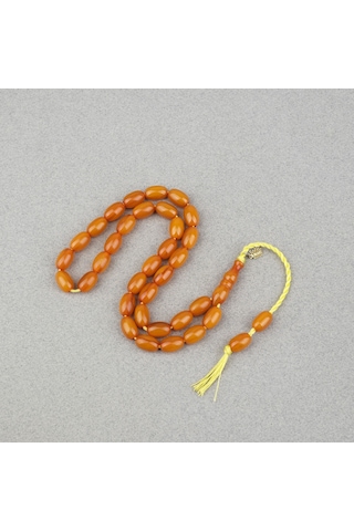 Omari Sıkma Kehribar Beyzi Kesim Sistemli 7.5x12mm Tesbih