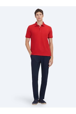 Kırmızı Düz Polo Yaka %100 Pamuk T-shirt kırmızı