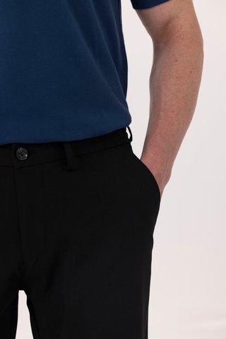 Sabri Özel Siyah Yanı Lastikli Köprülü Kemerli Slim Fit Jogger Pantolon