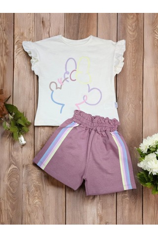 Kız Çocuk Şortlu Alt Üst Takım Somon