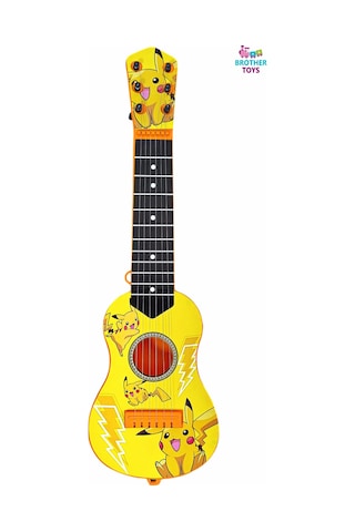 Oyuncak Sarı Pikaçu Modelli İspanyol Gitar 6 Telli Çocuk Gitarı 48 Cm.