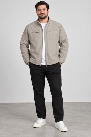 Bihan Store Erkek Battal Boy Mevsimlik- Dik Yaka Fermuarlı Cepli Hafif Mont Y26-fkb 70-taş