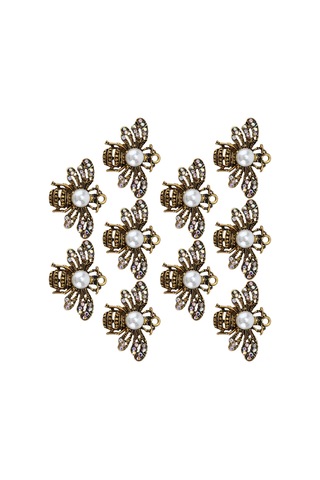 Lemestar Gümüş Altın Renkli Ab Pırlanta Arı Desenli Broş 10 Adet , 2.5x3.5cm, Allüminyum Malzeme, Giyim Ayakkabı Çanta Dekorasyon Aksesuarı Çok Renkli