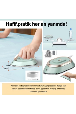 Rowenger Nb301 Mini Seyahat Ütüsü Çift Voltaj Dünya Çapında Kullanıma Uygun Green