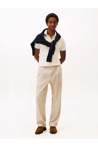 Tommy Hilfiger Cuff Interest Slım Krem Erkek Polo Yaka T-shirt