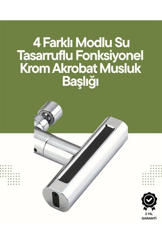 Krom Musluk Başlığı 4'ü 1 Arada Su Çıkışı Kolay Montajlı - Lisinya Diğer